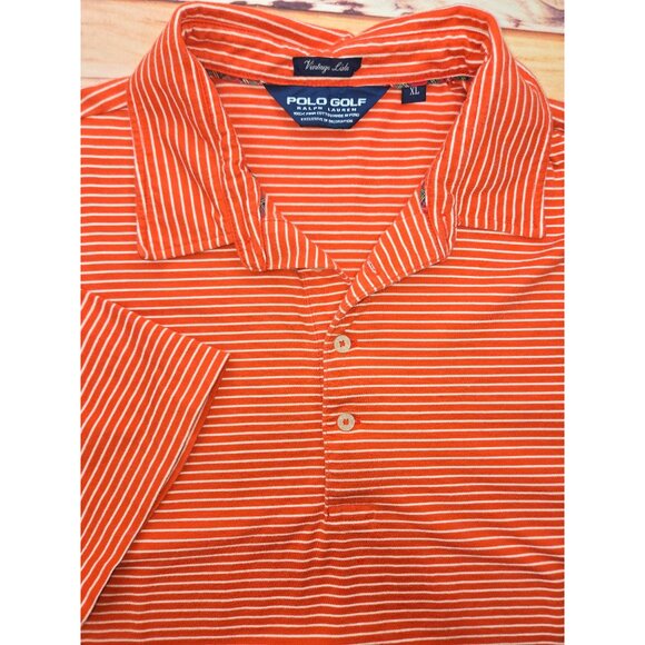 Polo Ralph Lauren Mens Orange Striped Polo XL - Picture 4 of 7
